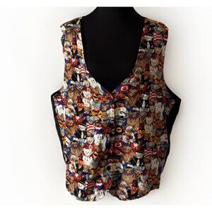 Vintage Halloween Teddy Bear Vest 1X Made in USA Pumpkin Costume Party Ghost